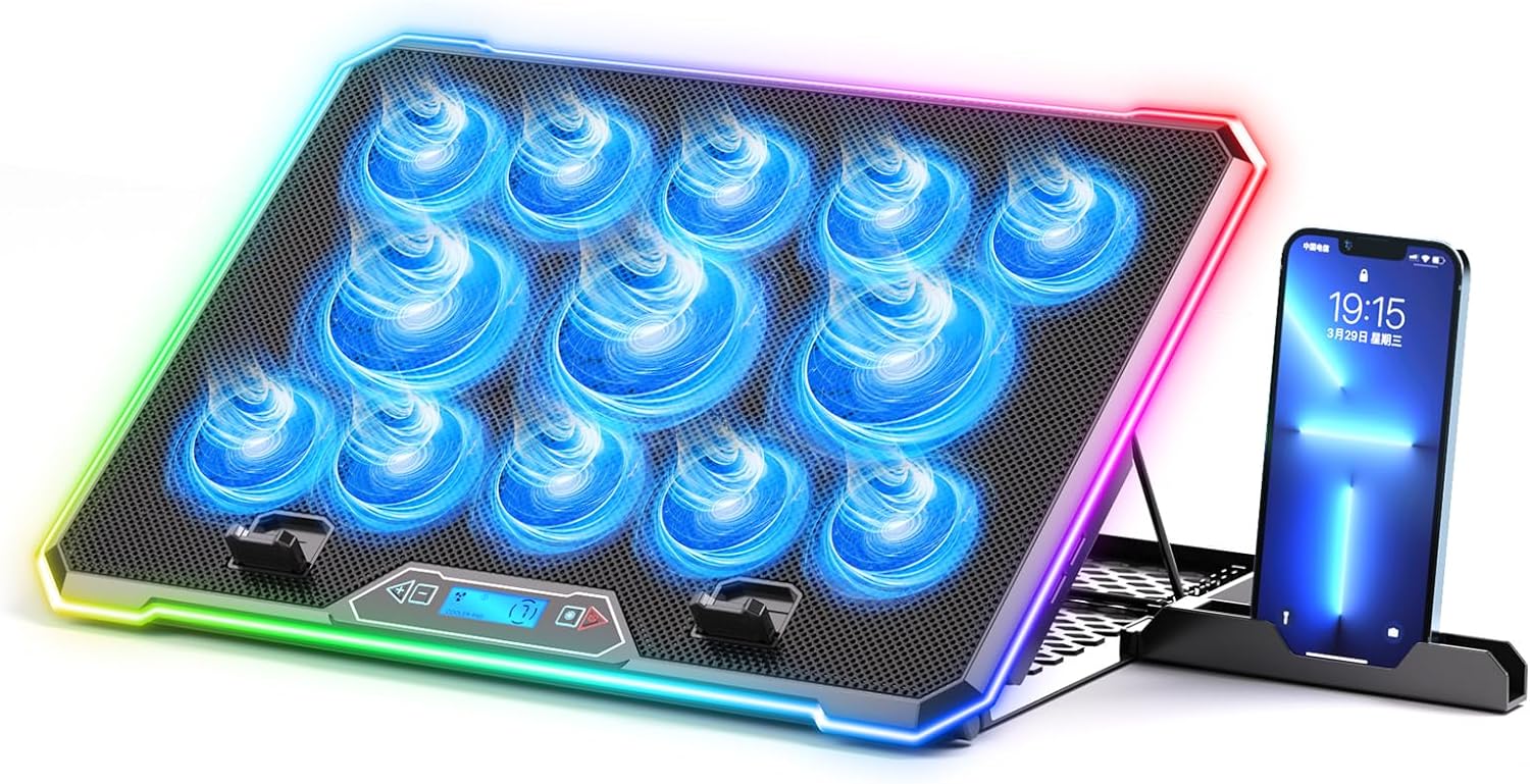 Cooling Stand Tablet - Bantalan pendingin Laptop RGB, kipas pendingin