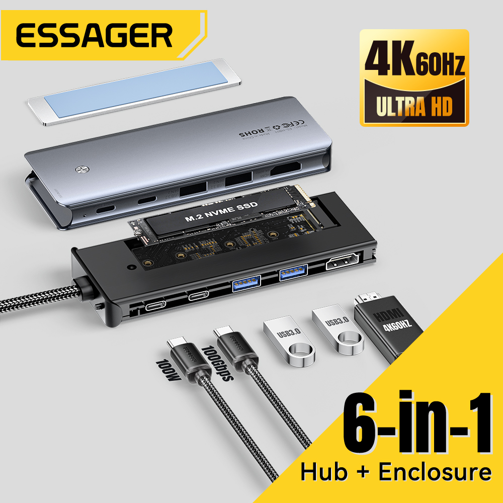Usb Hub Type C - Essager USB C Hub, dengan M.2