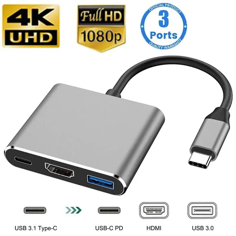 Usb Hub Type C - Adaptor Multiport 3-in-1 Tipe-C untuk Sakelar/Telepon/Komputer